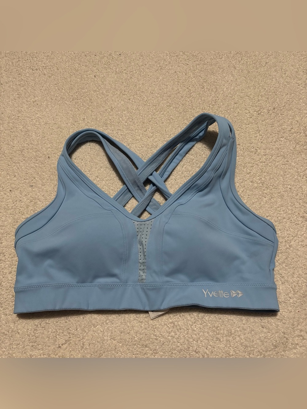 Yvette Light Blue Crisscross Sports Bra size 8